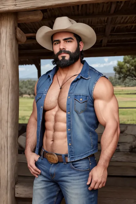 an illustration of a greek god with a muscular build and a thick beard......, designed in modern western attire...... tiene una ...