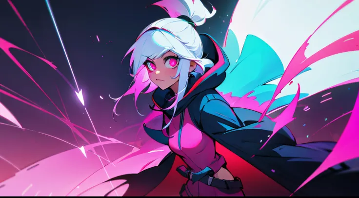 Xayah in the hood solo white hair neon