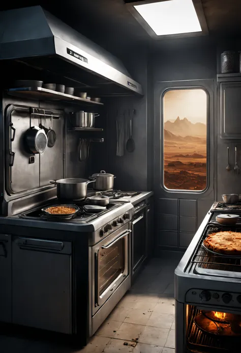 dennis ruston style，creative product design，very unified cg,（bat electric oven），complicated details，
background with：kitchen was...