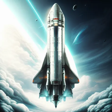 view of a spaceship on a white surface, Space Shuttle, a space ship, detailed spaceship, scifi spaceship, a space ship, futuristic starship, legendary space ship, Utopian spaceship, spaceship design, a space ship, futuristic spaceship, retro sci-fi spacesh...