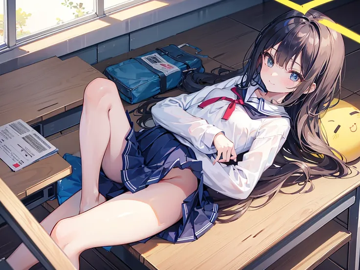 2-dimensional，bit girl, , small, female student, 校服, Superskirt, People who dont wear underwear, lying on the table, Undress, Small under the chest，There is a mole under the neck，Small bottom, ‎Classroom, ssmile, Stas, Volumetriclighting, rays of sunshine,...