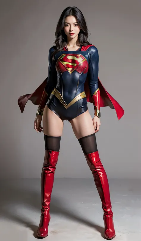 Suffering、mouth is always open sloppily、Drool is always dripping from my mouth、Asian Beautiful Girl、(((Wear black tights on your beautiful legs.)))、(((beauty legs)))、(((facial expression of smile)))、((((Make the most of the original image)))、(((Supergirl C...