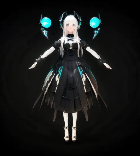 anime style image of woman with white hair and black skirt, anime style 3d, rendering of a cute 3d anime girl, astral witch clot...