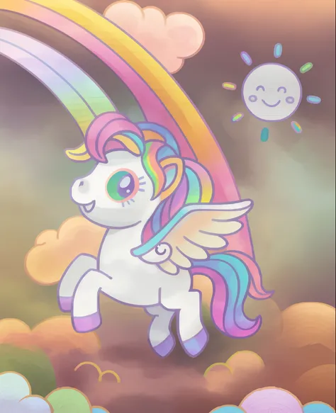 Coloring page of a pony flying over the rainbow, Coloring book pages, Unicorn flying in the sky, coloring sheet, Line art coloring page, coloring page, coloring page, coloring page, Clean coloring pages, Coloring book outline, coloring page, line art, Hoof...