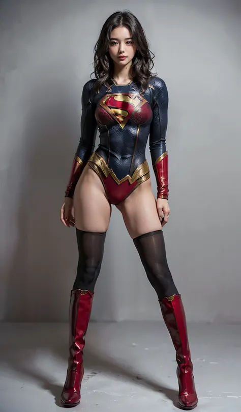 Suffering、mouth is always open sloppily、Drool is always dripping from my mouth、Asian Beautiful Girl、(((Wear black tights on your beautiful legs.)))、(((beauty legs)))、(((facial expression of smile)))、((((Make the most of the original image)))、(((Supergirl C...