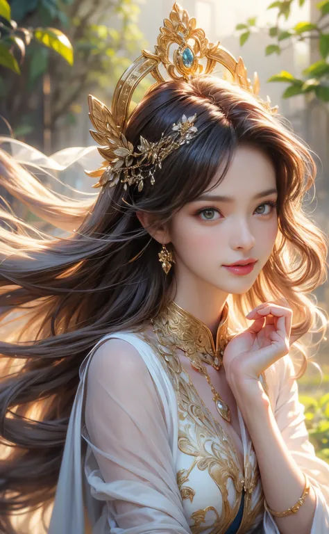 &cite;A goddess with a pretty and super cute face, messy  hair，Wearing extremely slim and sexy clothes, beautiful and cute face, 詳細な目, detailed nose, 詳細な唇, Long eyelashes, Detailed faces, Long gray hair, halo in heaven, floating robe, with a calm expressio...