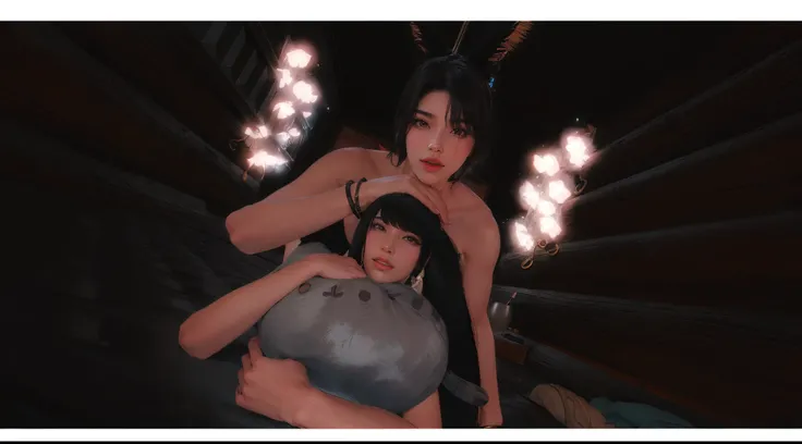 masterpiece, best quality, a woman and a man, couple, duo, black haired short men with black haired girl, shirtless men with women, detailed fingers, detailed hands, detailed face, detailed lips, detailed eyes, detailed eyebrows, detailed arms, detailed ha...