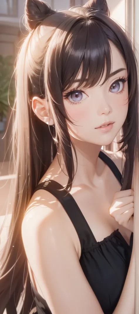 8k,masterpiece, bset quality,big, (1 girl), long hair, professional lighting, (shiny skin: 1.2), shiny big, ((best quality)), sharp focus: 1.2, highly detailed face and skin texture, detailed eyes, perfect face, perfect body, blur art, cg, background, pres...