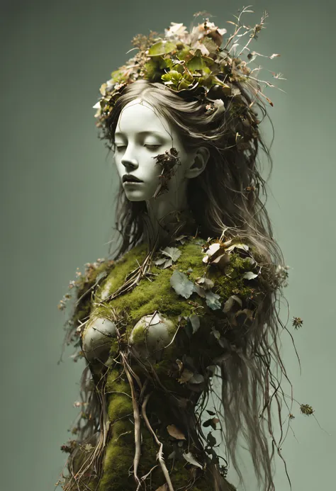 a girl made of dead plants，