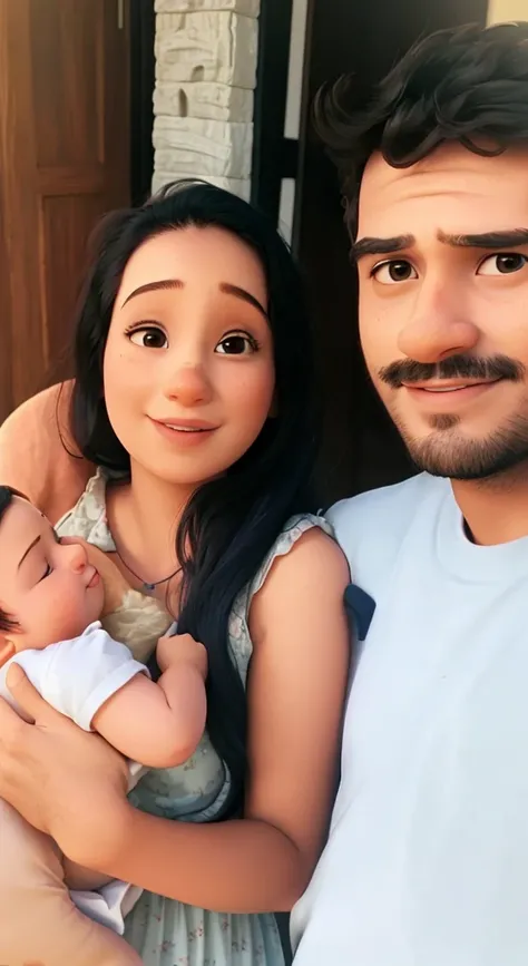 there is a man and woman holding a baby in their arms, facebook post, profile image, reddit post, profile pic, profile picture, husband wife and son, leaked image, profile photo, happy family, sharandula, jayison devadas, instagram post, trending ，, vinaya...