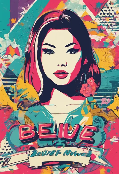 (CREATE A DESIGN) | ILLUSTRACTION : jennie kim wear | VABE : korean vibe | TEXT : Believe Your Self | DETAILED : Retro Illustrations, Urban style, streat wear, vintage typography, color schemes, and imagery, to create a nostalgic and timeless aesthetic.