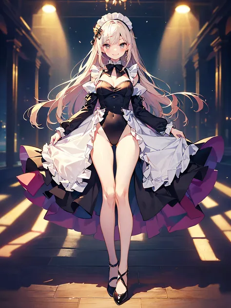 ((2D beautiful girl、top-quality：1.3、Perfect fingers:1.2、perfect anatomia:1.2、Dress perfectly、face perfect：1.1、Beautiful illustration))、(transform sequence)、((cute decorative headbands、The top has maid style sleeves、leotard)、14years、Solio、hime、Fractal Art、b...