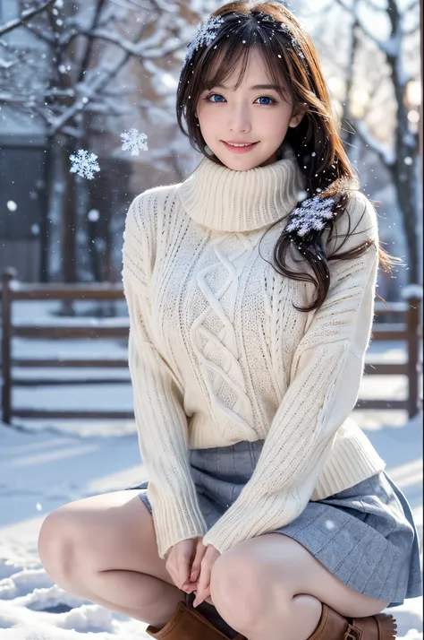 (masutepiece:1.3, Photorealsitic:1.4, 8K), top-quality, ​masterpiece, 超A high resolution, Perfect dynamic composition, Highly detailed skin and facial texture:1.3, A detailed eye, Detailed limbs, Winters, (snowflakes falling:1.2), Snowfall landscape at nig...