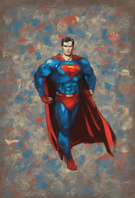 figure of superman, vincent van gogh stylized character, cartoon, highly detailed, 8k,