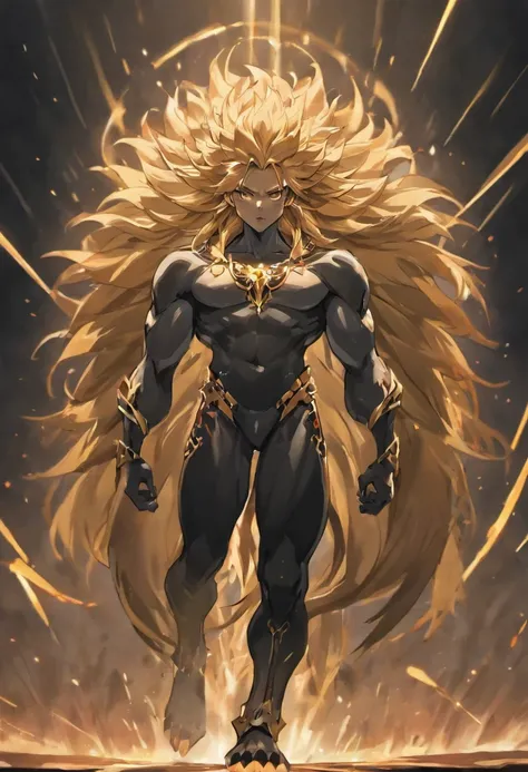 lion giant black humanoid lion.