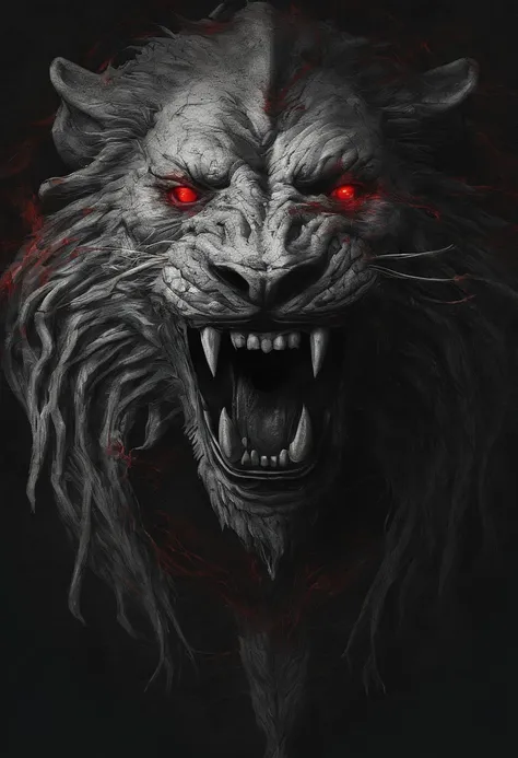 man-eating lion with red eyes