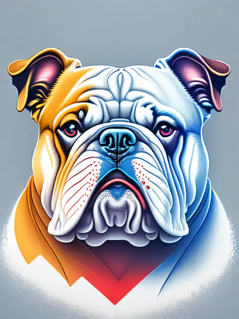 bulldog, design de camiseta, rzminjourney, arte vetorial, fundo branco