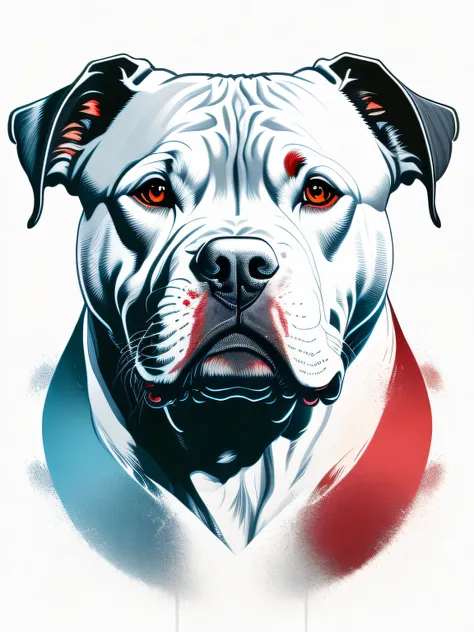 pitbull, design de camiseta, rzminjourney, arte vetorial, fundo branco