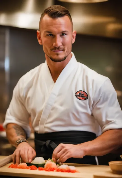 A photo of me at a sushi-making class, expertly rolling a sushi roll,WWE,wwe wrestler Randy Orton