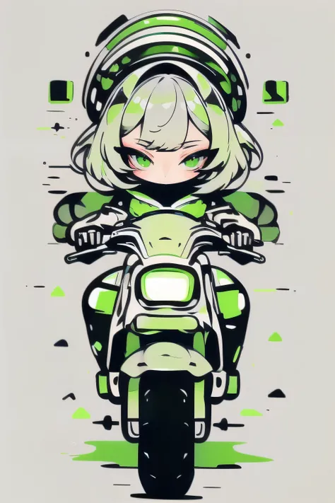 Highest image quality, outstanding details, ultra-high resolution, (realism: 1.4), the best illustration, favor details, highly condensed 1girl, with a delicate and beautiful face, dressed in a black and green mecha, wearing a mecha helmet, holding a direc...