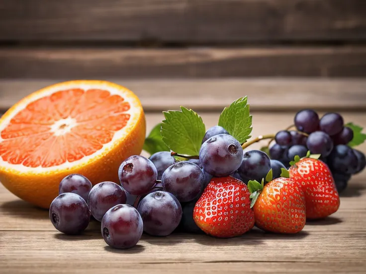 Trio Fruits, Grape & Strawberry & Orange Fruits, Grape Fruits, Strawberry Fruits, Orange Fruits,