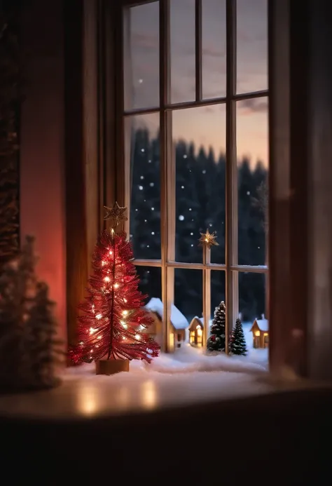 /Imagine Prompt: Beautiful wooden plank shows warm Christmas scene. On this wooden plank, Admire the white snow-covered winter scenery, And the magic of Christmas permeates.

On the snow, A tall Christmas is established there, Decorated with colorful light...