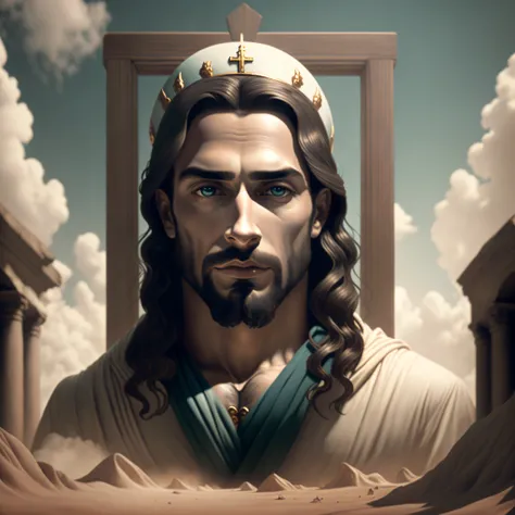 Crie uma imagem de jesus no formato vertical com uma qualidade de 8k