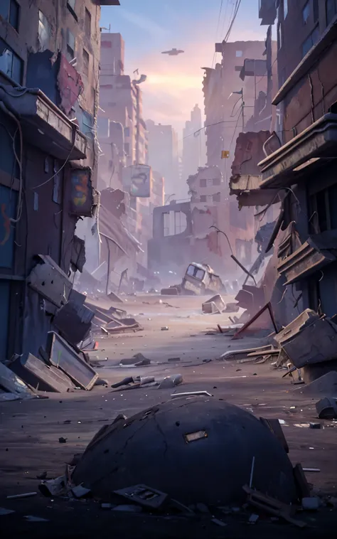 a close up of a street, digital concept art of dystopian, in a ruined cityscape, dystopian digital art, dystopian environment, destroyed city, stylized urban fantasy artwork, dystopian background, dystopian scifi apocalypse, scenic dystopian environment, P...