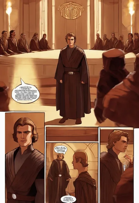 Anakin is in the Jedi Council chambers, engaged in a heated debate with fellow Jedi about the best course of action for a sensitive political matter.,Star Wars: Episode II - Attack of the Clones,Anakin Skywalker