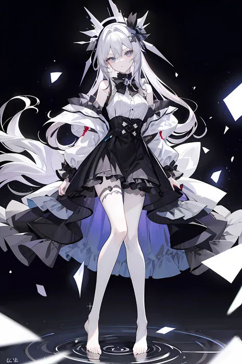 Lilac gradient hair,Asymmetrical hair,（（Hair is very thick 1.8，Hair is well-defined1.6））， Hair over the shoulder, messy  hair, Very long hair, shinny hair，(Long gray hair:1.2),A beautyful girl，（Luxurious Platinum Mini Lolita，Made of transparent material），（...