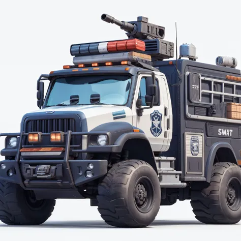 swat truck, disney pixar art style, 3d render, movie quality