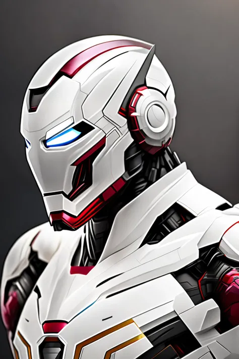 like marvels war-machine, helmet like ironman, armored full white color