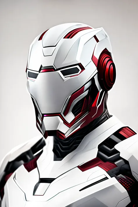 like marvels war-machine, helmet like ironman, armored full white color