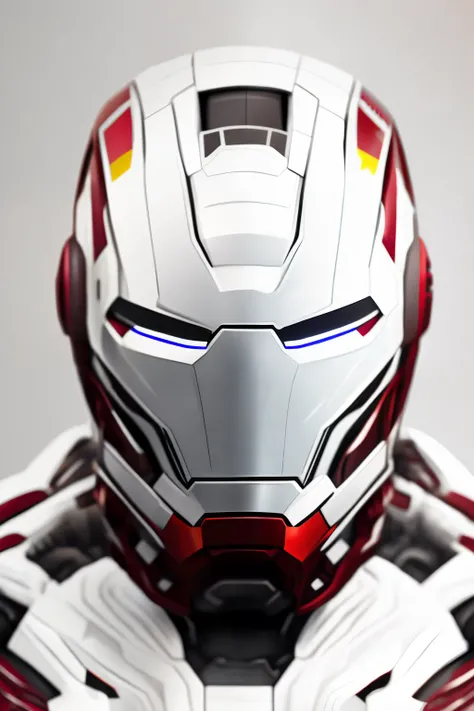 like marvels war-machine, helmet like ironman, armored full white color