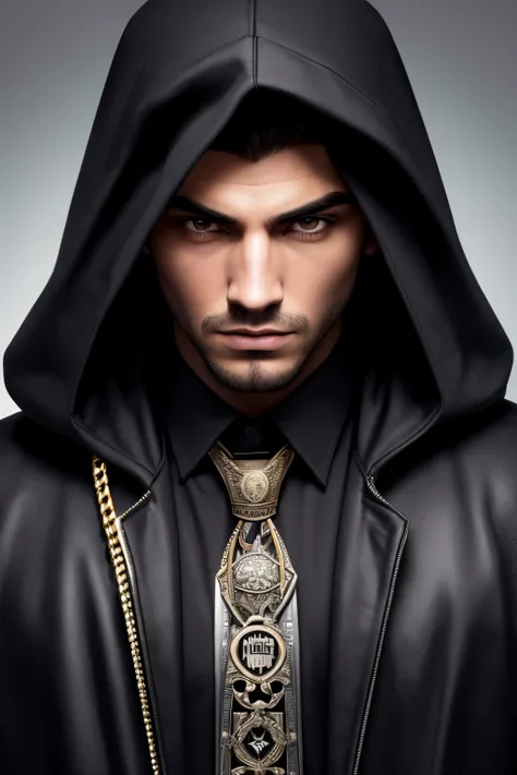 High definition ,make a guy with a mafia hood, velho , perigoso, armas em punho