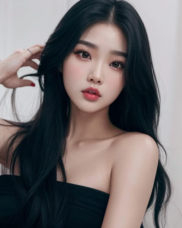 um close up de uma mulher com longos cabelos pretos usando um vestido preto, Mulher sul-coreana bonita, menina coreana, Jaeyeon Nam, linda mulher coreana jovem, mulher coreana jovem bonita, Jinyoung Canela, Ulzzang, Heonhwa Choe, Lee Ji - Eun, Lee Ji-eun, ...