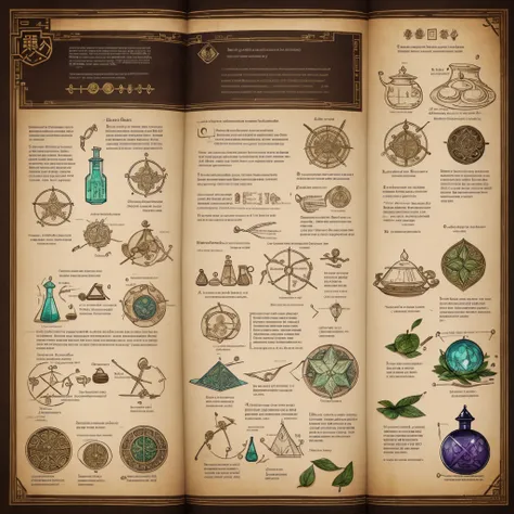 Full page concept design how to craft life Poison, intricate details,infographic of alchemical, diagram of how to make potions, captions, directions, ingredients, drawing , magic,wuxia