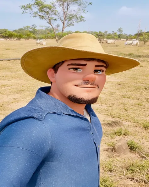 Um homem branco cowboy, estilo disney pixar, alta qualidade, melhor qualidade