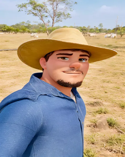 Um homem branco cowboy, estilo disney pixar, alta qualidade, melhor qualidade