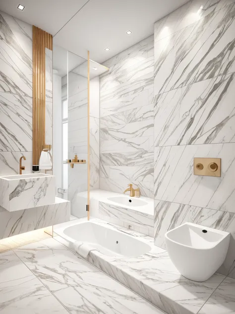 a close up of a bathroom with a toilet and a sink, marble and wood and glass, all marble, modern bathroom, white marble walls, marble walls, excellent 3d render, smooth marble surfaces, modern design, exquisite marble details, premium bathroom design, marb...