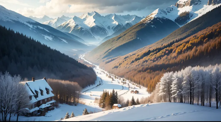 landscape magnificent village foret riviere montagne orage tempete sofaé de soleil