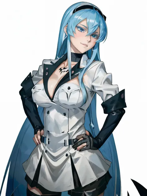 garota anime com cabelo azul posando com uma roupa preta, Esdeath, Esdeath from akame ga kill, menina anime sedutora, Melhor Avaliado em Pixiv, Artgerm extremamente detalhado, Estilo Artgerm, Artgerm em ArtStation Pixiv, como Artgerm, Popular em Pixiv, tre...