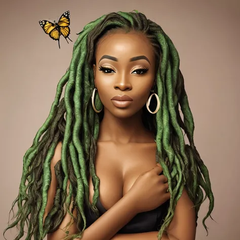 Beautiful nigerian woman with butterfly locs