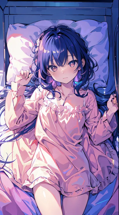 masutepiece,Ultra detail of the highest quality,Anime,1gail, Cute face,long golden hair,Sleepy look,pajamas on bed,girls own room,Cowboy Shot, morning,highly detailed sparkle
 (chromatic abberation:1.3)