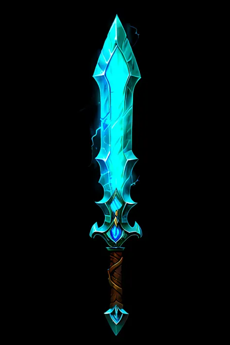 high detailed longsword, magical artifact, sword, fantasy, d&d, storm, thunder, lightning, final fantasy tactics, jrpg, demacia, vox machina style