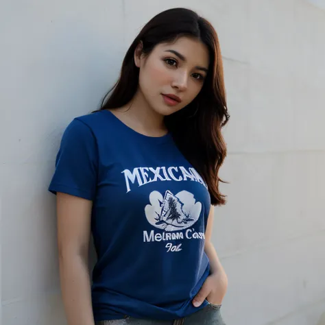 Mexicana con playera azul