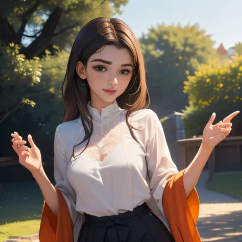 (Extremely detailed 8k wallpaper:2), (photo:2), (24 years old soigne Beautiful girl:2), (gives a lecture to friends:2), detailed (Face and eyes), (hyper realistic:1), (highly detailed:1), (epic realistic:1), rim light, (maximum details:1), cozy, (fullbody:...