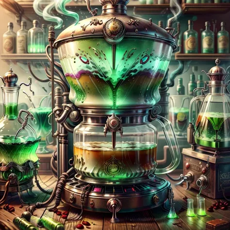 Surreal, Bio-luminescence ((perfect pubic)), AbsinthePunkAI coffee machine