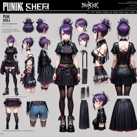 A character sheet for a punk girl