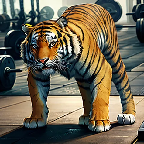 Tiger doing deadlift